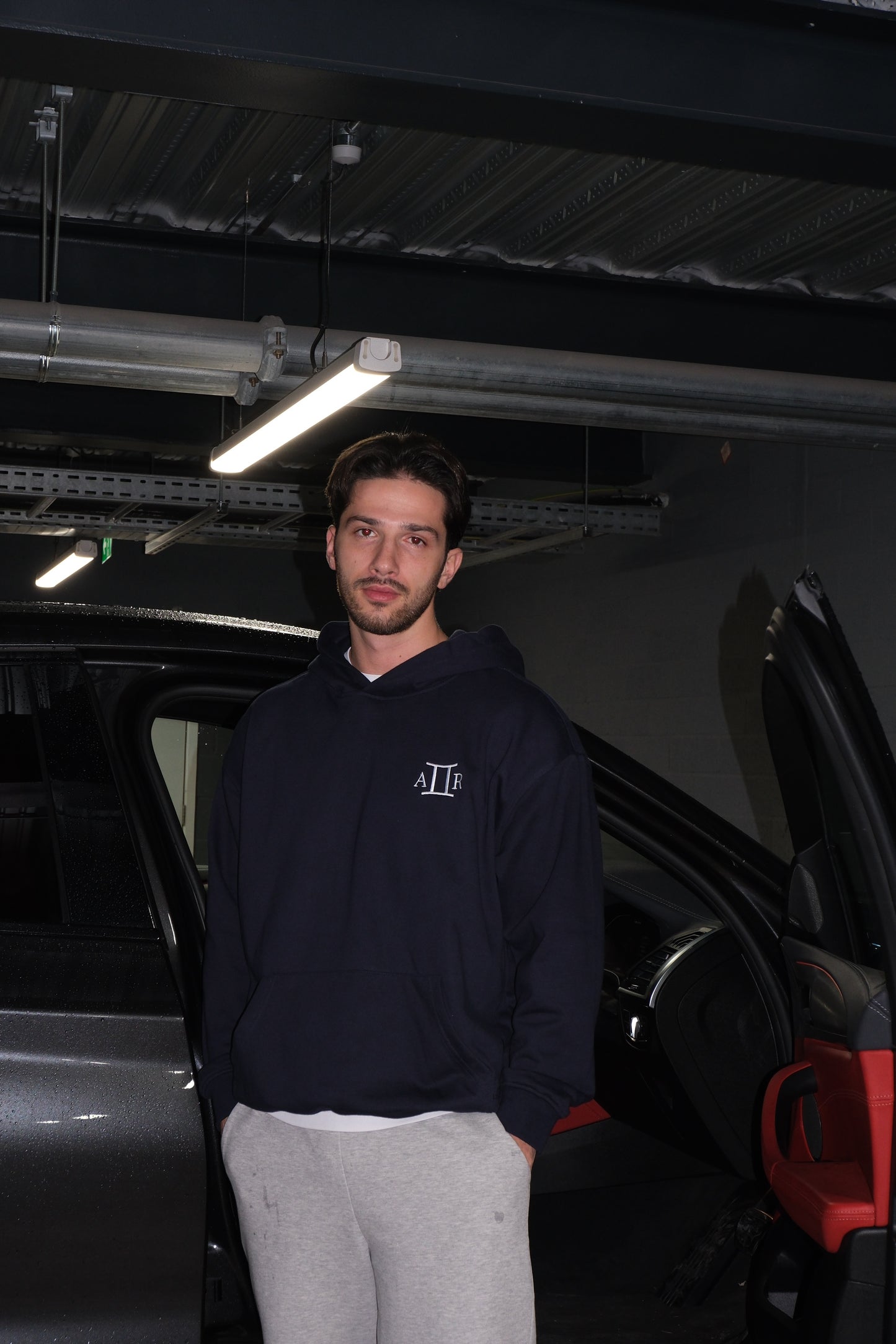 Premium Navy Blue Embroidered Hoodie – The AR Brand
