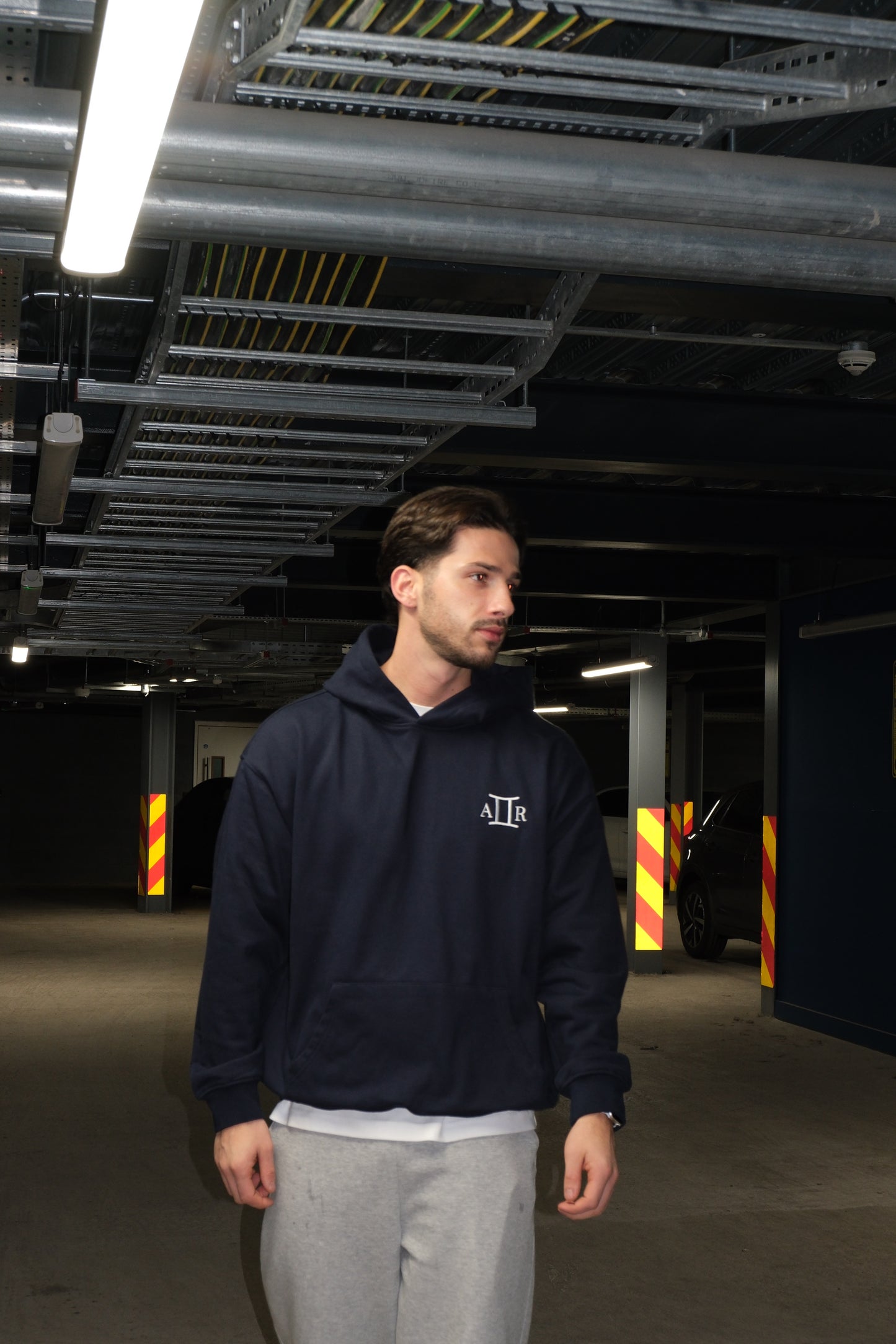 Premium Navy Blue Embroidered Hoodie – The AR Brand